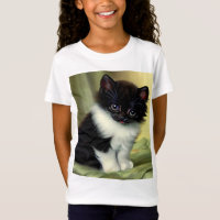 Ilustração Vintage Tuxedo Kitten