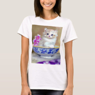 Camiseta Ilustração Vintage White Kitten