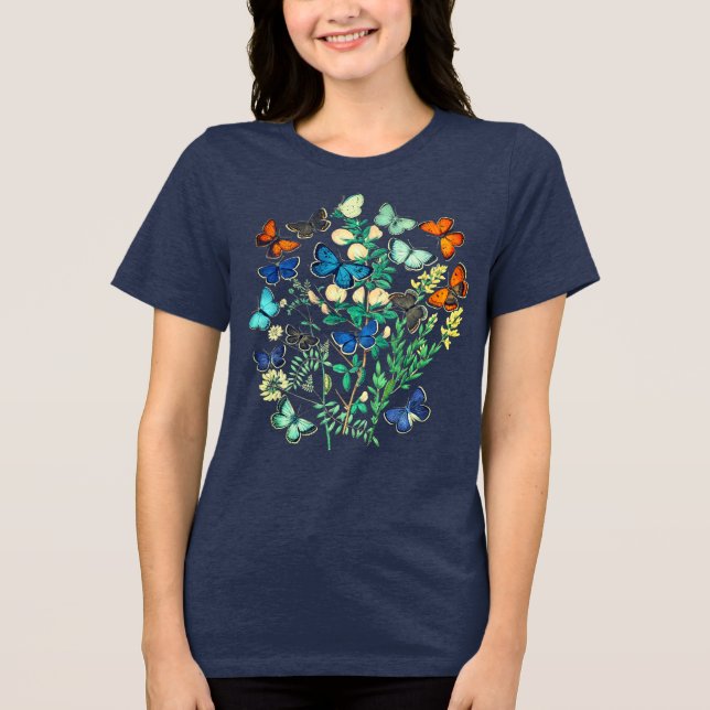 Camiseta Ilustração Vintage Wildlife - Jardim Butterfly (Frente)