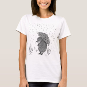 Camiseta Ilustração Whimsical Hedgehog Rain