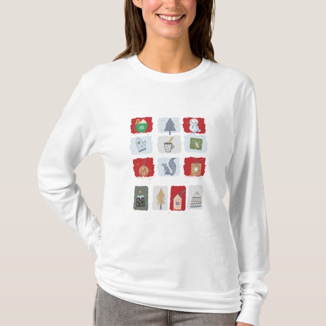 Camiseta Ilustrações do Natal do inverno (Frente)