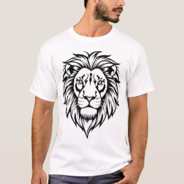 Camiseta Ilustrações do vetor preto e branco da face de leã