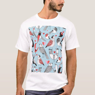 Camiseta Ilustrações engraçadas de pássaros, sem problemas 