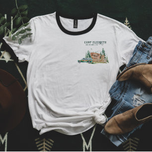 Camiseta Ilustrado de Acampamento Damas de Honra da Noiva