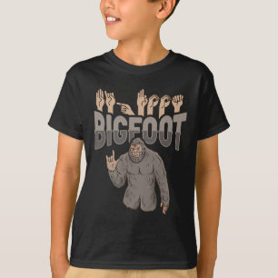 Camiseta ILY Bigfoot ASL Gesto de Mão Surdo Audição Perda A