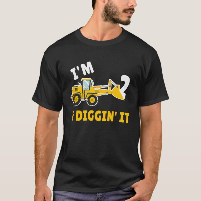 Camiseta I'm 2 And Digging It 2nd Birthday Party Constructi (Frente)