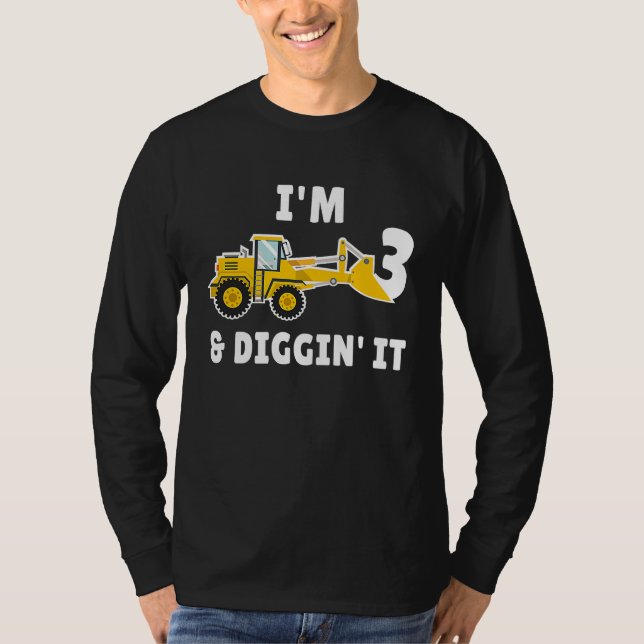 Camiseta I'm 3 And Digging It 3nd Birthday Party Constructi (Frente)
