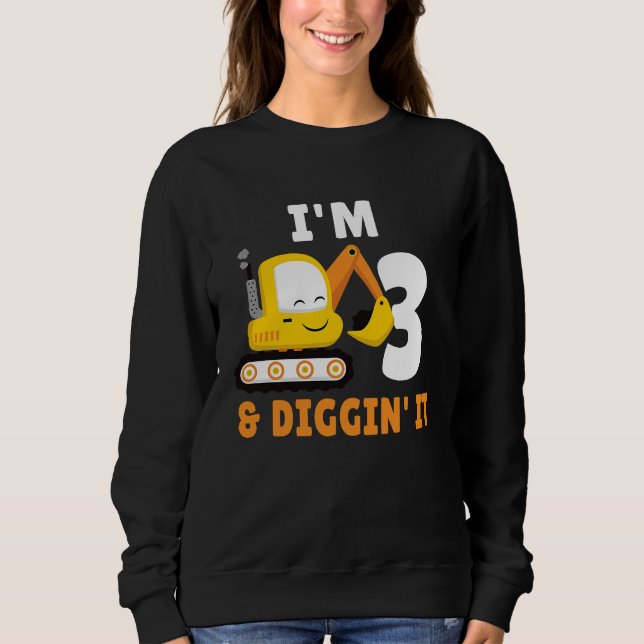 Camiseta I'm 3 And Digging It 3nd Birthday Party Constructi (Frente)