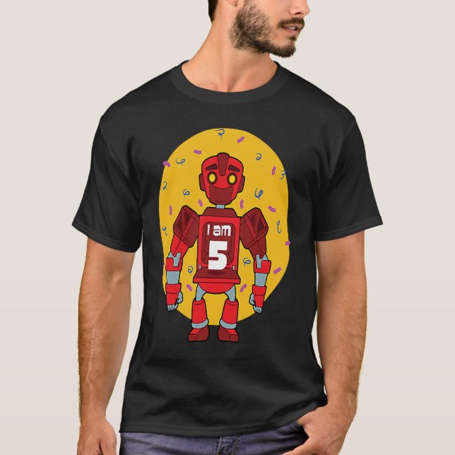Camiseta Im 5 Birthday Themed Robot (Frente)