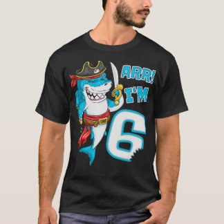 Camiseta Im 6 years Bday Shark pirate 6th Birthday boy pira