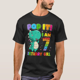 Camiseta I'm 7 Years Old 7Th Birthday T Rex Girls Pop It Fi