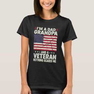 Camiseta I'm a Dad Grandpa and Veteran Nothing Scares Me Fa