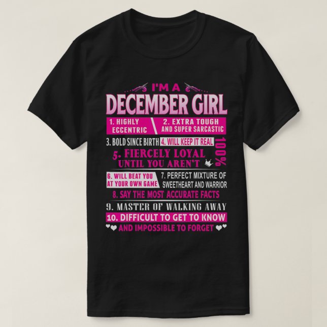 Camiseta I'm A December Girl  December Birthday  (Frente do Design)