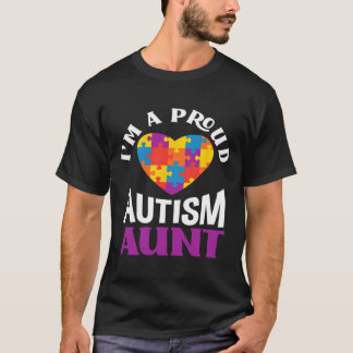 Camiseta I'm A Proud Autism Aunt Puzzle Heart Autism Awaren