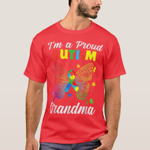 Camiseta Im A Proud Autism Grandma Puzzle Ribbon Butterfly