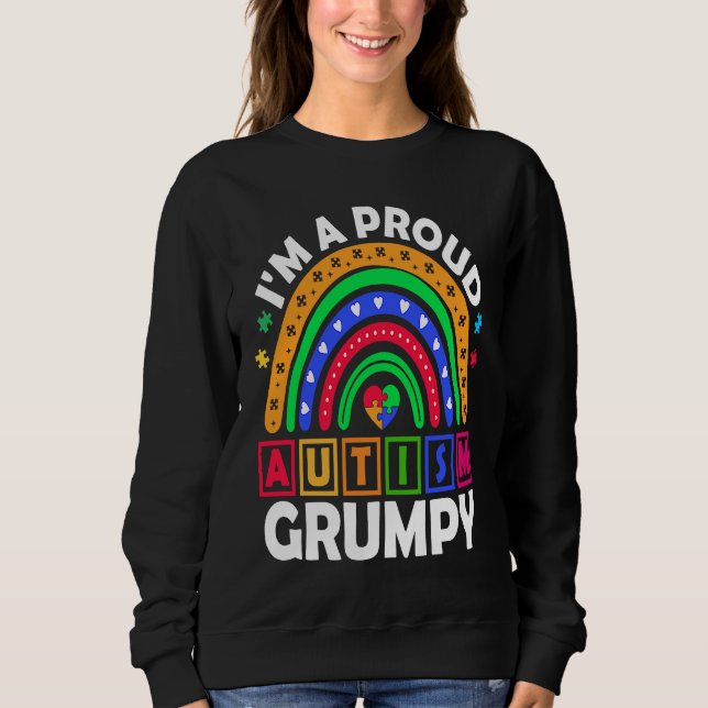 Camiseta I'm a Proud Autism Grumpy  Rainbow Autism Awarenes (Frente)