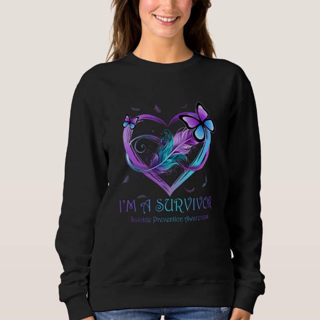 Camiseta I'm A Survivor Butterfly Heart Suicide Prevention  (Frente)