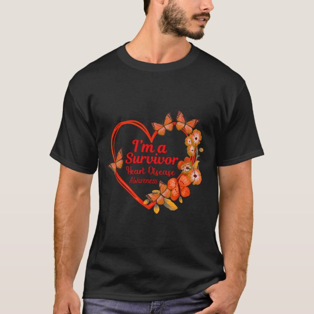 Camiseta I'm A Survivor Heart Disease Awareness Red Butterf (Frente)