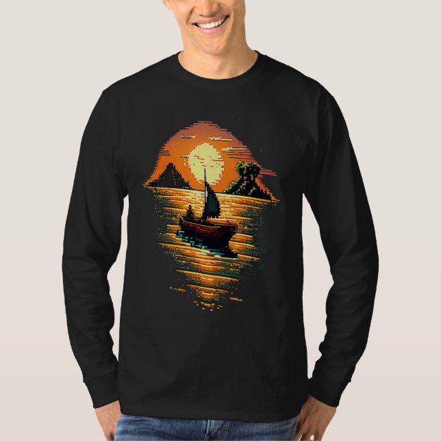Camiseta I'm an angler with a boat and go fishing pixel art (Frente)