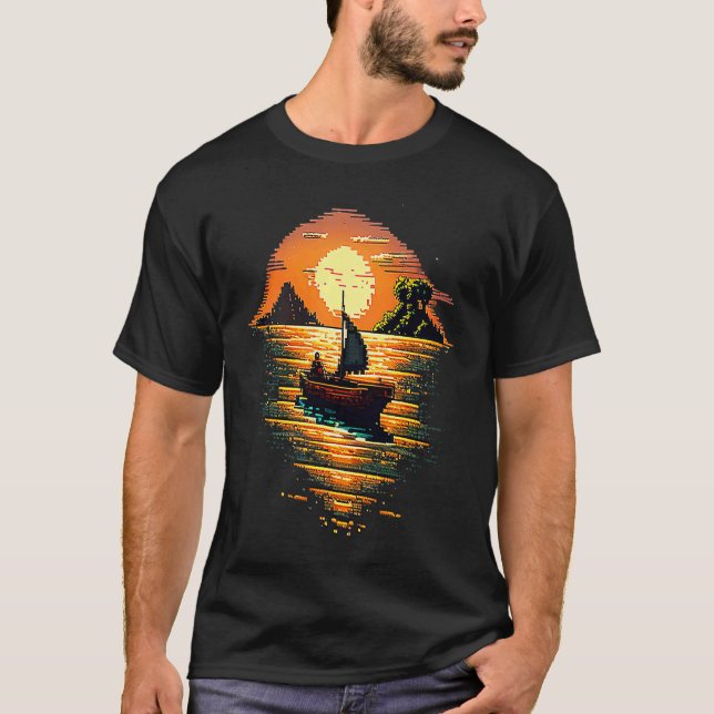 Camiseta I'm an angler with a boat and go fishing pixel art (Frente)