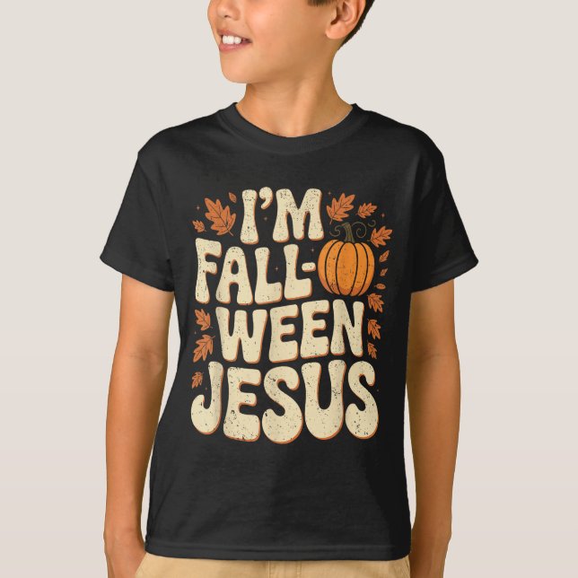 Camiseta I'm Fall-o-ween Jesus Halloween Christian Groovy P (Frente)