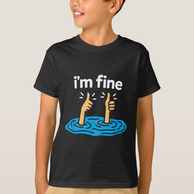 Camiseta I'm Fine Thumbs Up Two Like Hand Funny Sarcasm Hum (Frente)