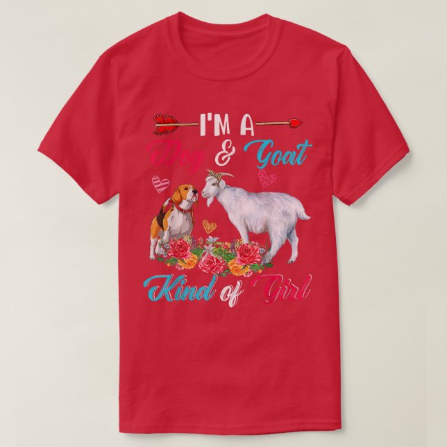 Camiseta I'm Funny Dog And Goat Kind Of Girl Farmer Floral  (Frente do Design)