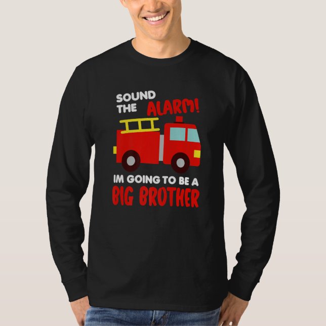 Camiseta Im Going To Be A Big Brother  Firetruck Baby Revea (Frente)
