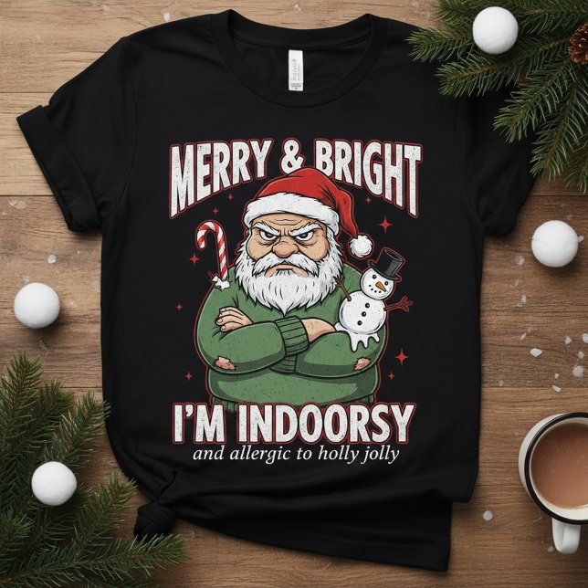 Camiseta I'm Indoorsy" Grumpy Santa T-Shirt,Funny Christmas (Criador carregado)