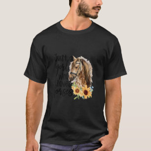 Camiseta I'm Just a Girl Who Loves Horses Horses Sunflowe