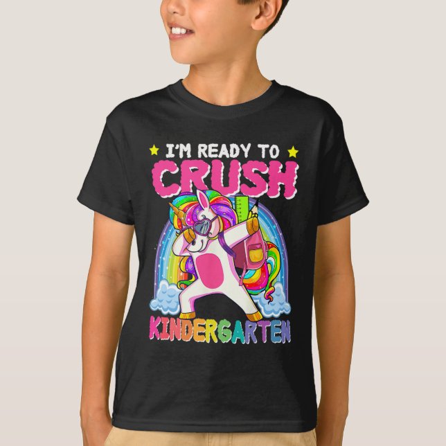 Camiseta I'm Ready To Crush Kindergarten Unicorn First Day  (Frente)