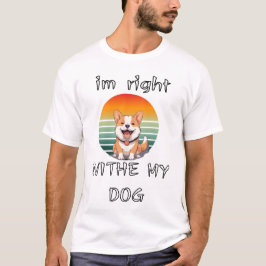 Camiseta I'm-Right-With-My-Dog-Retro-Sunset-Corgi