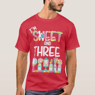 Camiseta Im Sweet and Three Candy Theme Birthday Lollipops