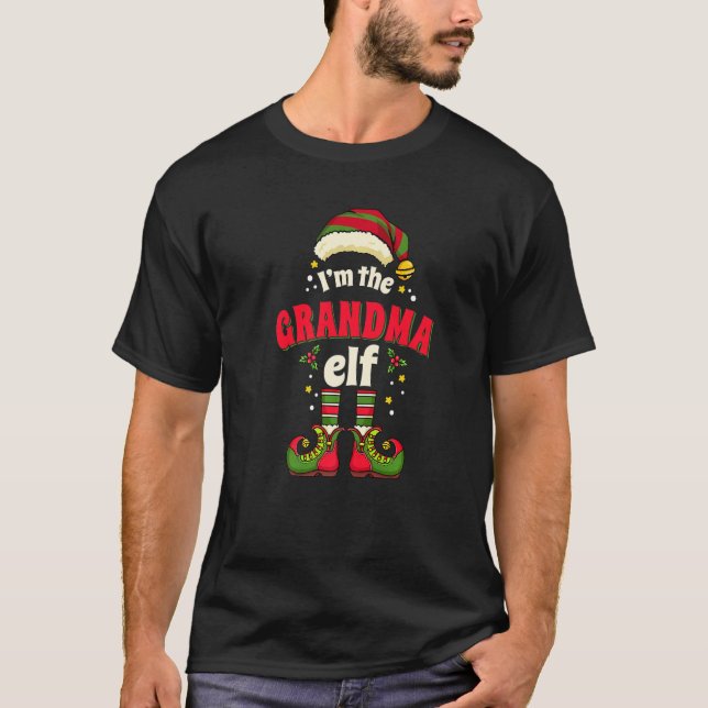 Camiseta I'm The Grandma Elf  Matching Family Christmas Paj (Frente)