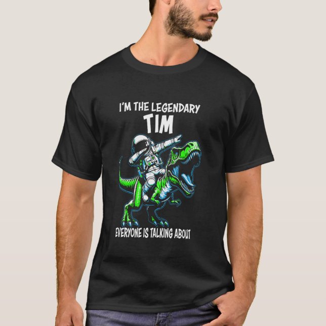 Camiseta I'm The Legendary Tim Funny Astronaut Dinosaur Car (Frente)