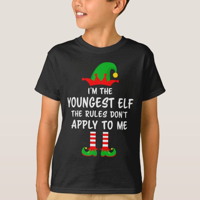 Camiseta I'm The Youngest Elf Matching Family Christmas  (Frente)
