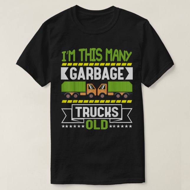 Camiseta I'm this many Garbage Trucks Old  2nd Birthday  (Frente do Design)