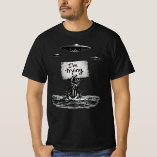 Camiseta I'm trying to design a dark, surrealist artistic s