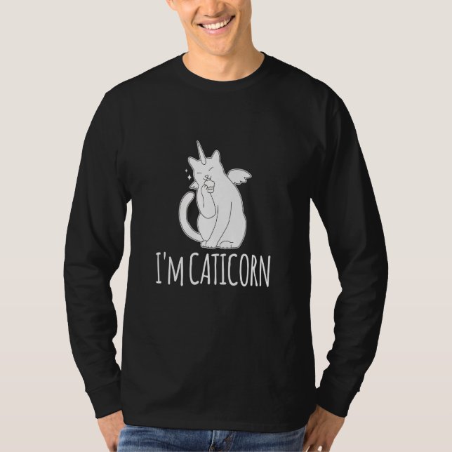 Camiseta Im Um Gato De Unicórnio Caticorn (Frente)