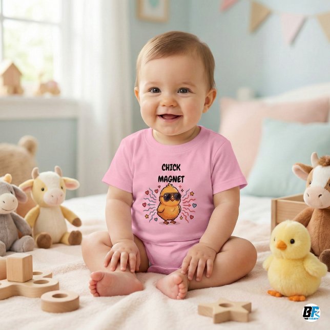 Camiseta Ímã de Frango | Franguinho Fofo com Óculos de Sol  (Criador carregado)