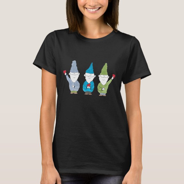 Camiseta Ímã de Gnomos Com Corações (Frente)