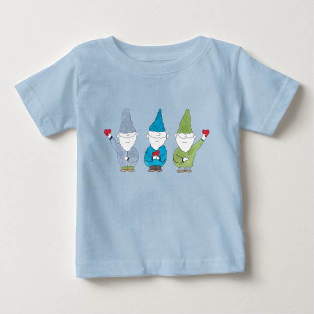 Camiseta Ímã de Gnomos Com Corações (Frente)
