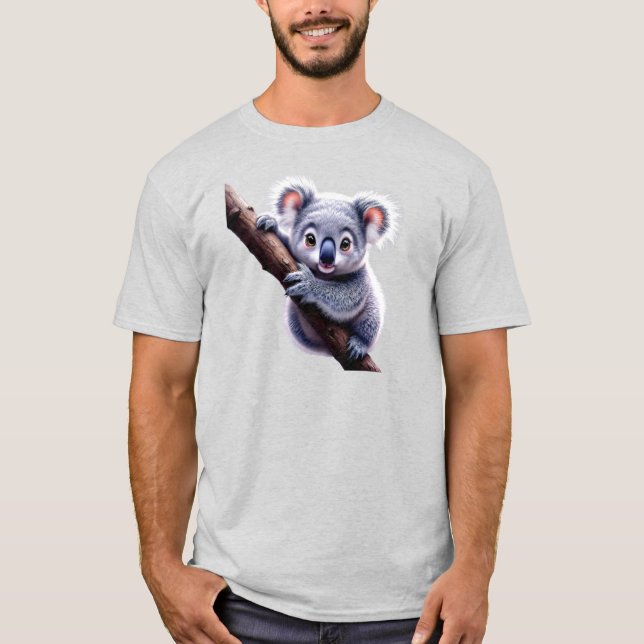 Camiseta Image d’un koala mignon sur une branche. (Frente)