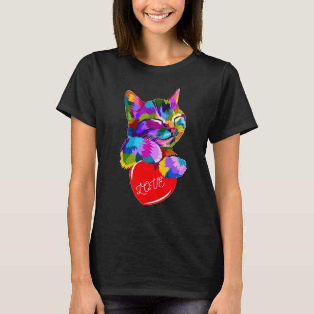 Camiseta Image of kitten holding heart. (Frente)