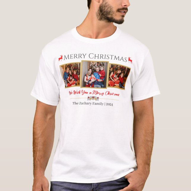 Camiseta Imagem 3 da família de Natal moderna Elegant Scrip (Frente)