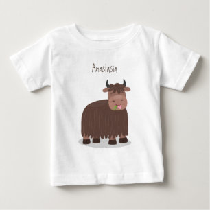 Camiseta Imagem animada de relva feliz comendo iaque engraç