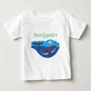 Camiseta Imagem da baleia bebê e desenho animado da mãe