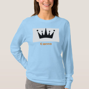 Camiseta Imagem da Coroa com Texto da Rainha Branco Manga L