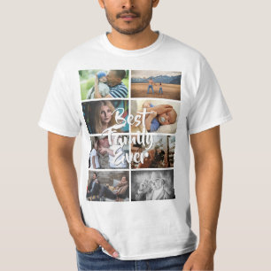 Camiseta Imagem da melhor família de colagem de 8 fotos pe
