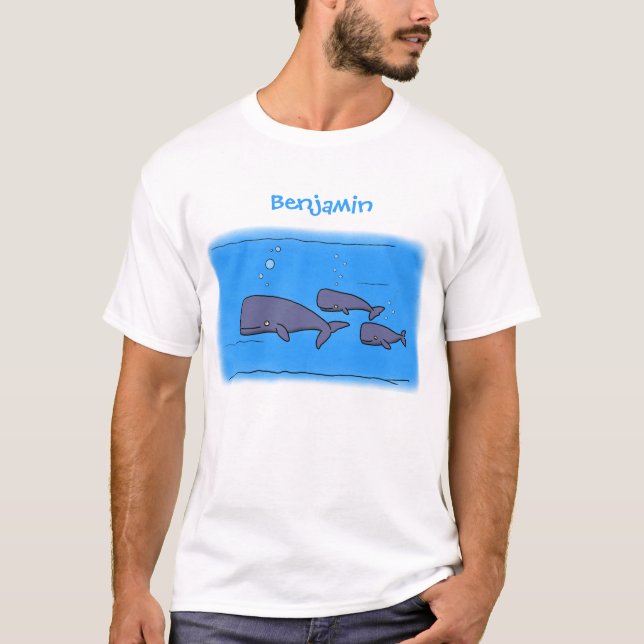 Camiseta Imagem das baleias de desenho animado migrante em  (Frente)